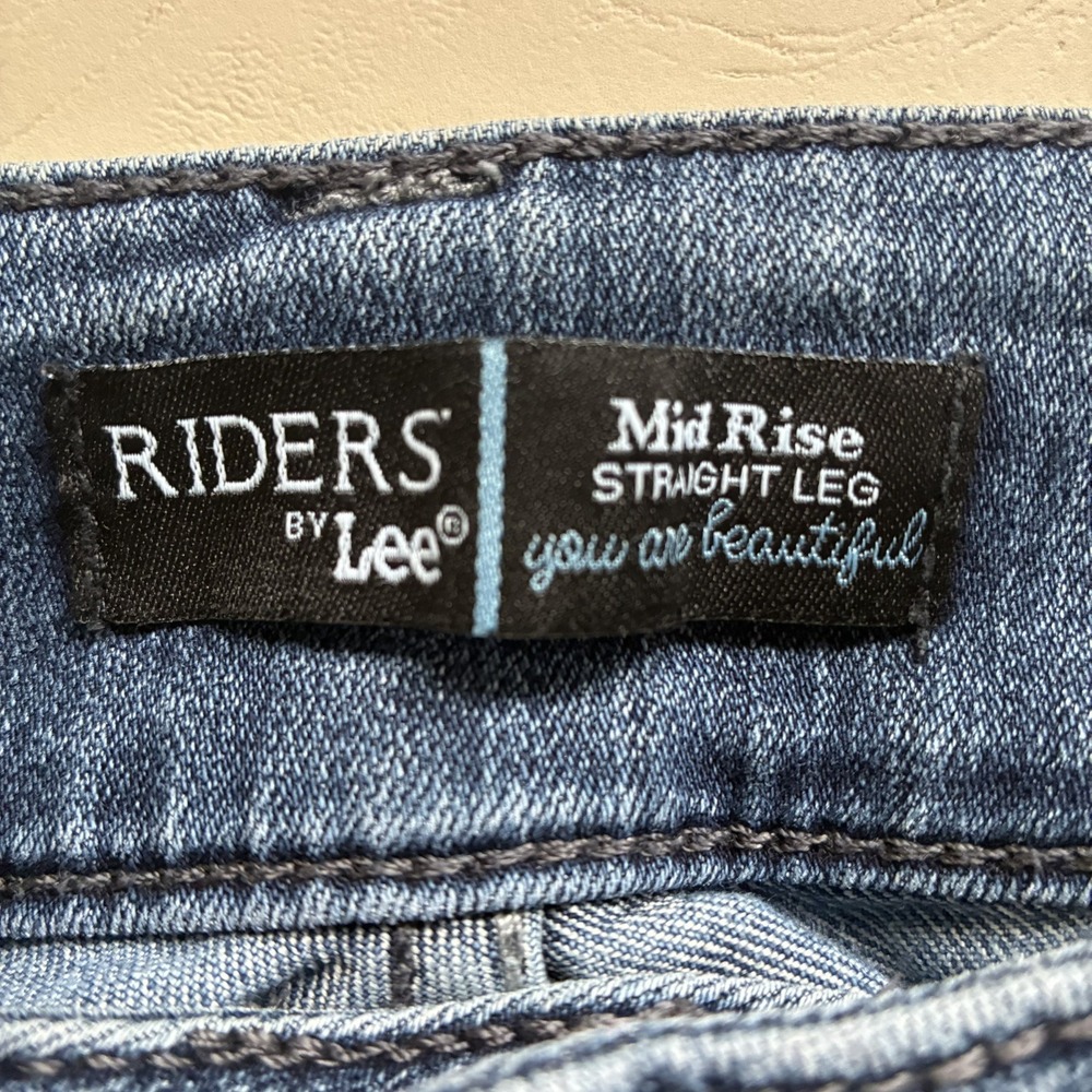 Riders by Lee Womens Size 16M Mid Rise Straight Leg Stretch Blue Jeans 1RMOBW4